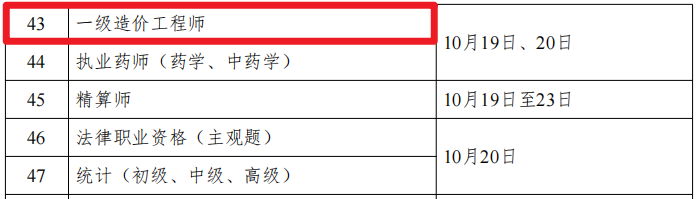 人社部公布：2024年一级造价师考试时间