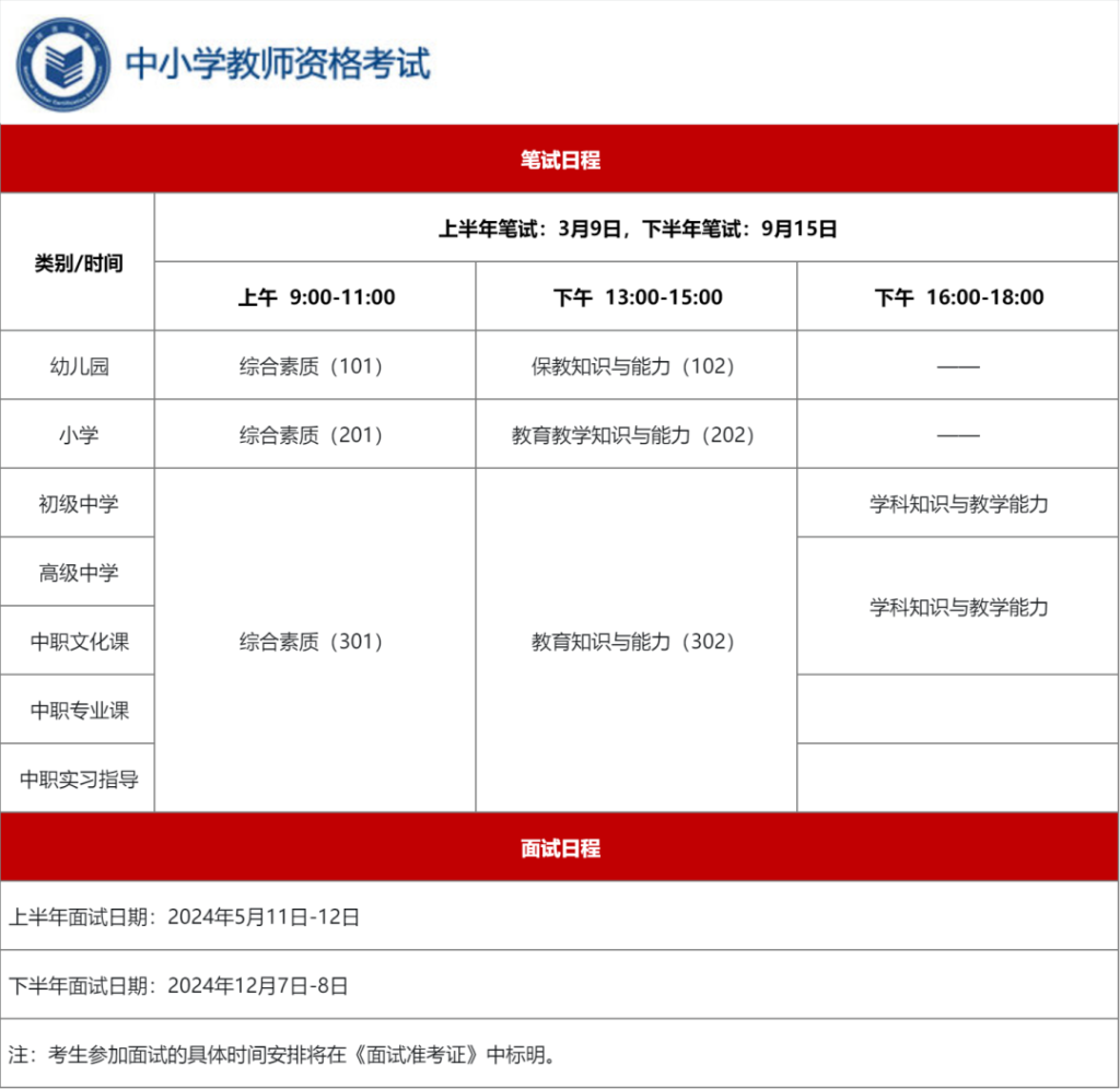 2024年上半年中小学教师资格考试（笔试）将于3月9日举行