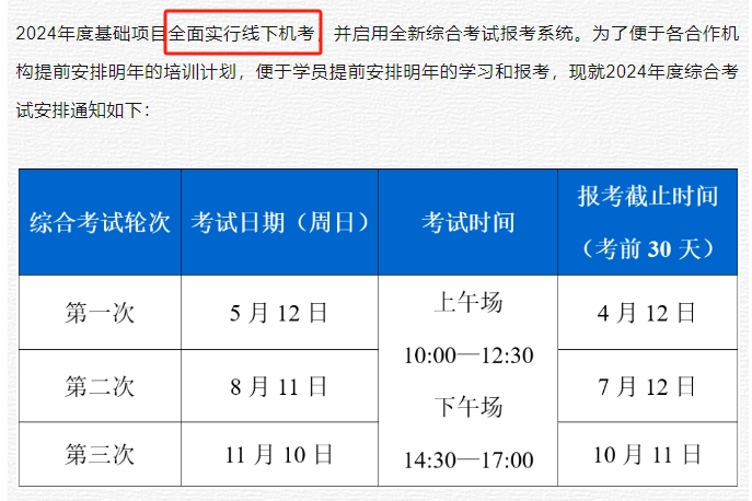 注意：2024年心理咨询师考试全部为线下机考