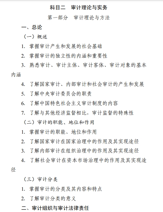 已发布！2024年初级审计师《审计理论与实务》大纲