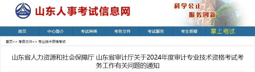 关于2024年度审计专业技术资格考试考务工作有关问题的通知